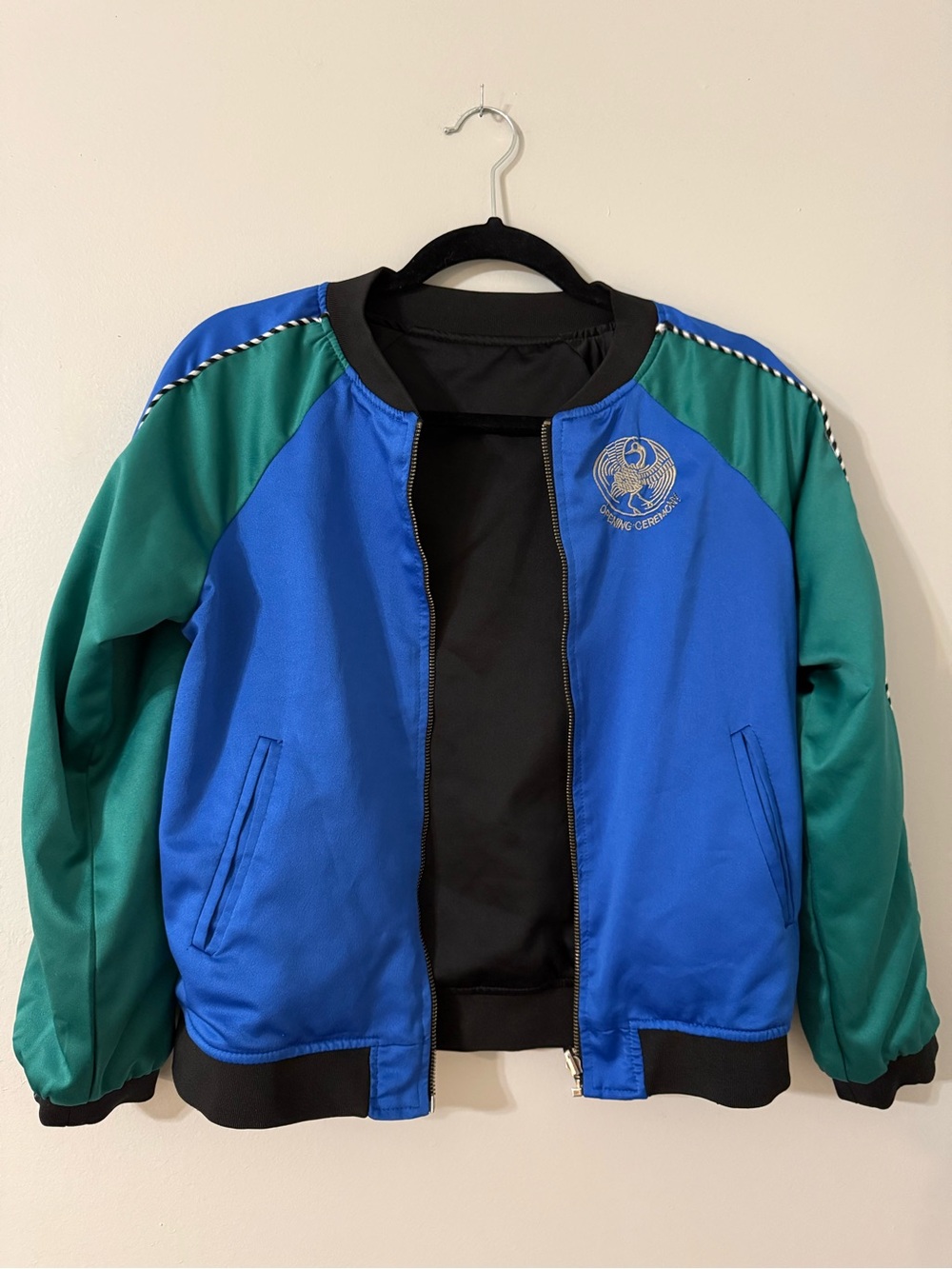 Opening Ceremony Reversible Silk Bomber Jacket Women's S Blue Green